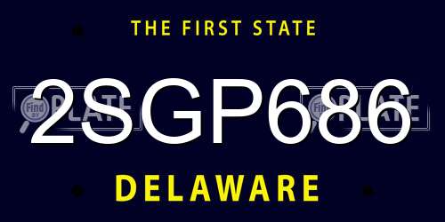 2SGP686 Delaware License Plate