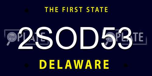 2SOD53 Delaware License Plate