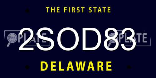 2SOD83 Delaware License Plate
