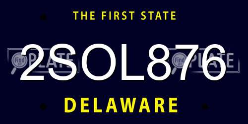 2SOL876 Delaware License Plate