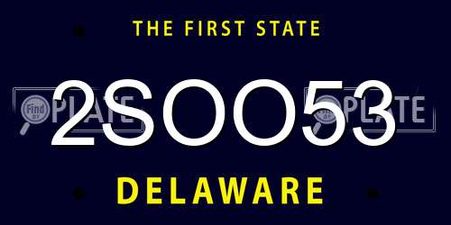 2SOO53 Delaware License Plate