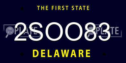 2SOO83 Delaware License Plate