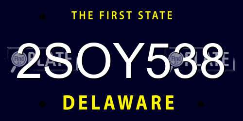 2SOY538 Delaware License Plate