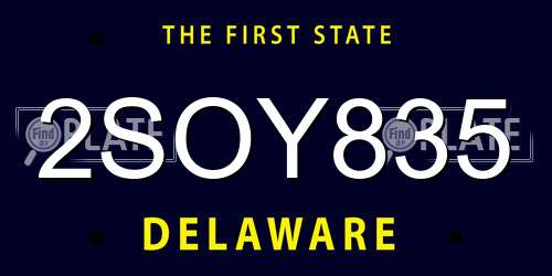 2SOY835 Delaware License Plate