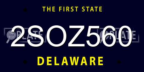 2SOZ560 Delaware License Plate