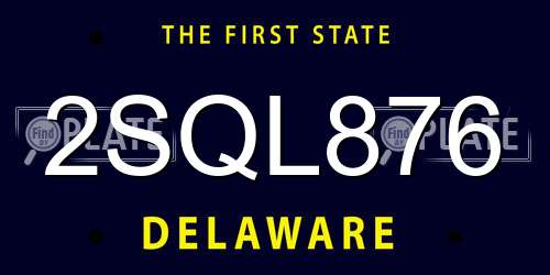 2SQL876 Delaware License Plate
