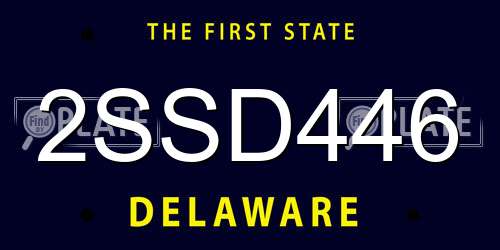 2SSD446 Delaware License Plate