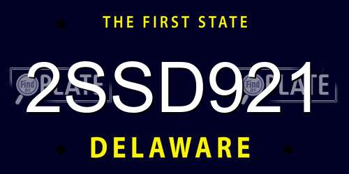 2SSD921 Delaware License Plate