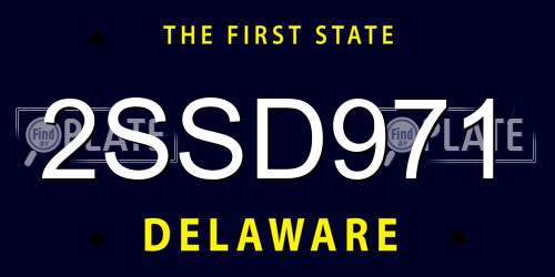 2SSD971 Delaware License Plate