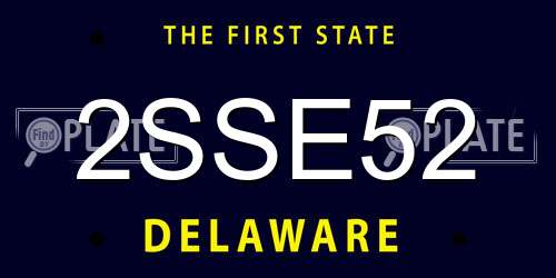 2SSE52 Delaware License Plate