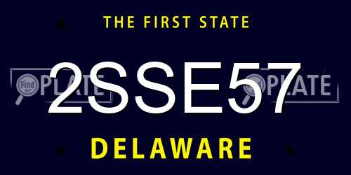 2SSE57 Delaware License Plate