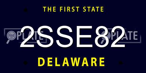 2SSE82 Delaware License Plate