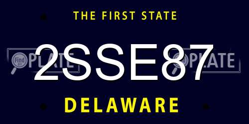 2SSE87 Delaware License Plate