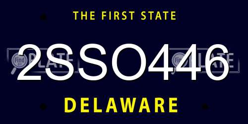 2SSO446 Delaware License Plate