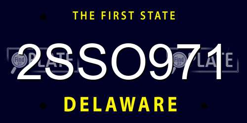 2SSO971 Delaware License Plate