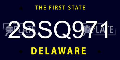 2SSQ971 Delaware License Plate