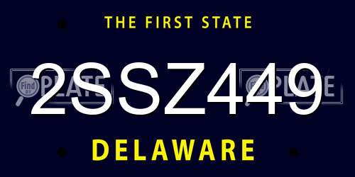 2SSZ449 Delaware License Plate