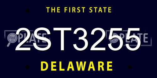 2ST3255 Delaware License Plate