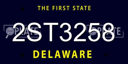2ST3258 Delaware License Plate