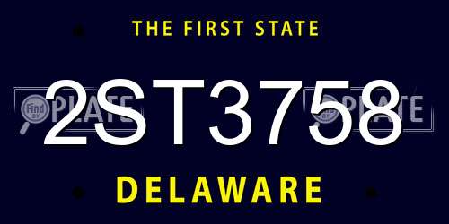 2ST3758 Delaware License Plate