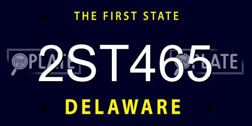 2ST465 Delaware License Plate