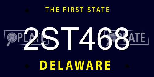 2ST468 Delaware License Plate