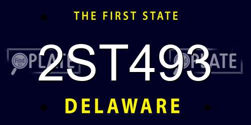 2ST493 Delaware License Plate