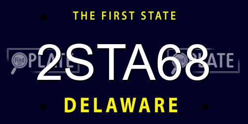 2STA68 Delaware License Plate