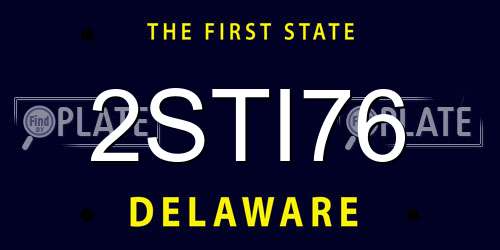 2STI76 Delaware License Plate