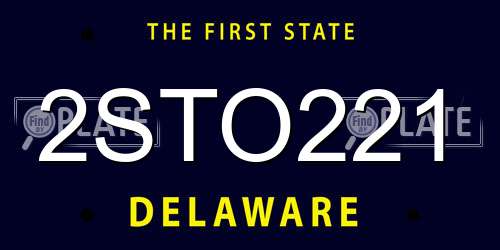 2STO221 Delaware License Plate