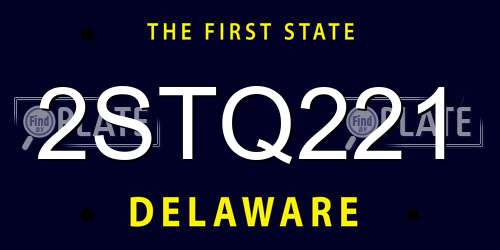 2STQ221 Delaware License Plate
