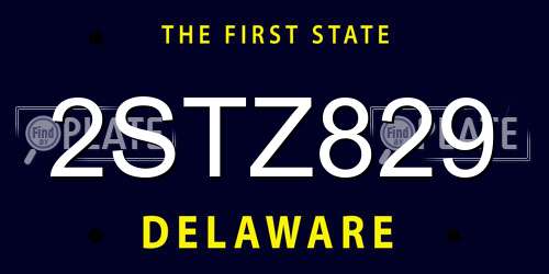 2STZ829 Delaware License Plate