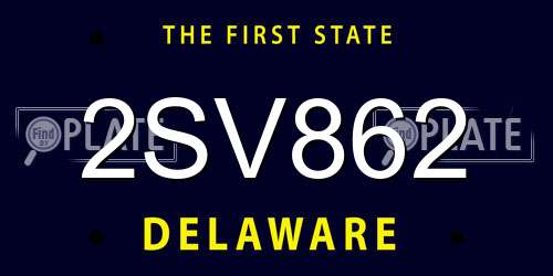 2SV862 Delaware License Plate