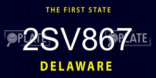 2SV867 Delaware License Plate