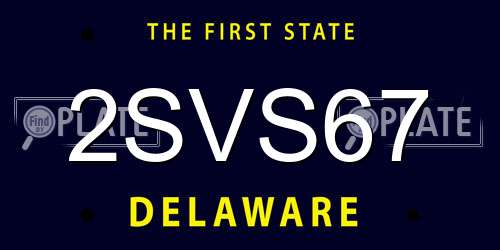 2SVS67 Delaware License Plate