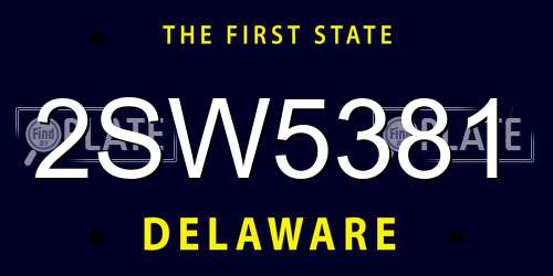 2SW5381 Delaware License Plate