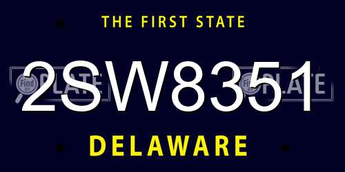 2SW8351 Delaware License Plate