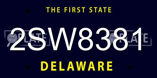 2SW8381 Delaware License Plate