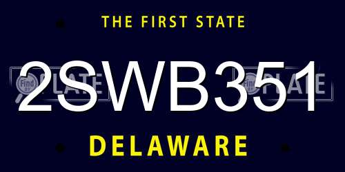 2SWB351 Delaware License Plate