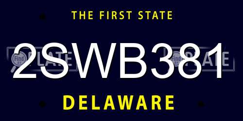 2SWB381 Delaware License Plate