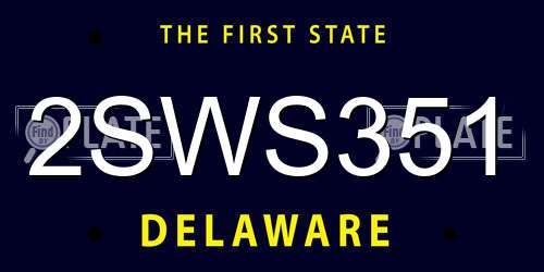 2SWS351 Delaware License Plate