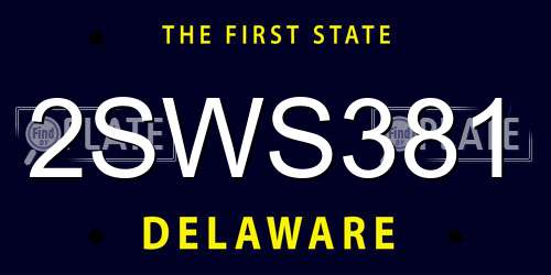 2SWS381 Delaware License Plate