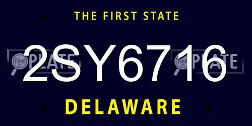 2SY6716 Delaware License Plate