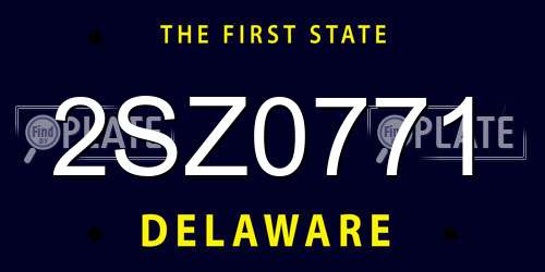 2SZ0771 Delaware License Plate