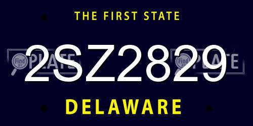 2SZ2829 Delaware License Plate