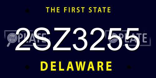2SZ3255 Delaware License Plate