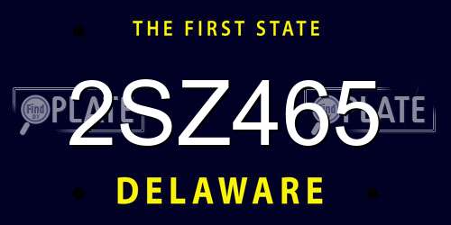 2SZ465 Delaware License Plate