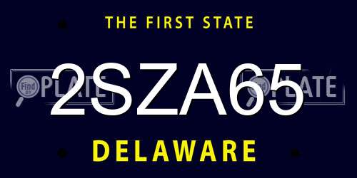 2SZA65 Delaware License Plate