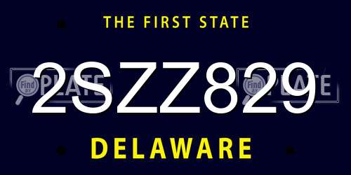 2SZZ829 Delaware License Plate