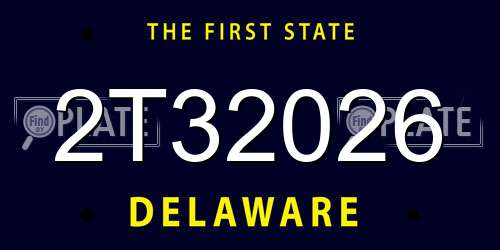 2T32026 Delaware License Plate